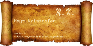 Mayr Krisztofer névjegykártya